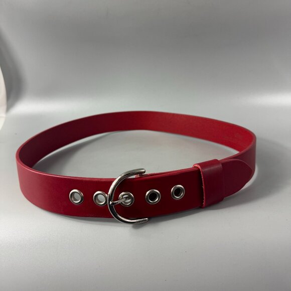 NWOT Coach # 3980 Hat Red Leather Wide Belt, Size Large - Picture 1 of 13